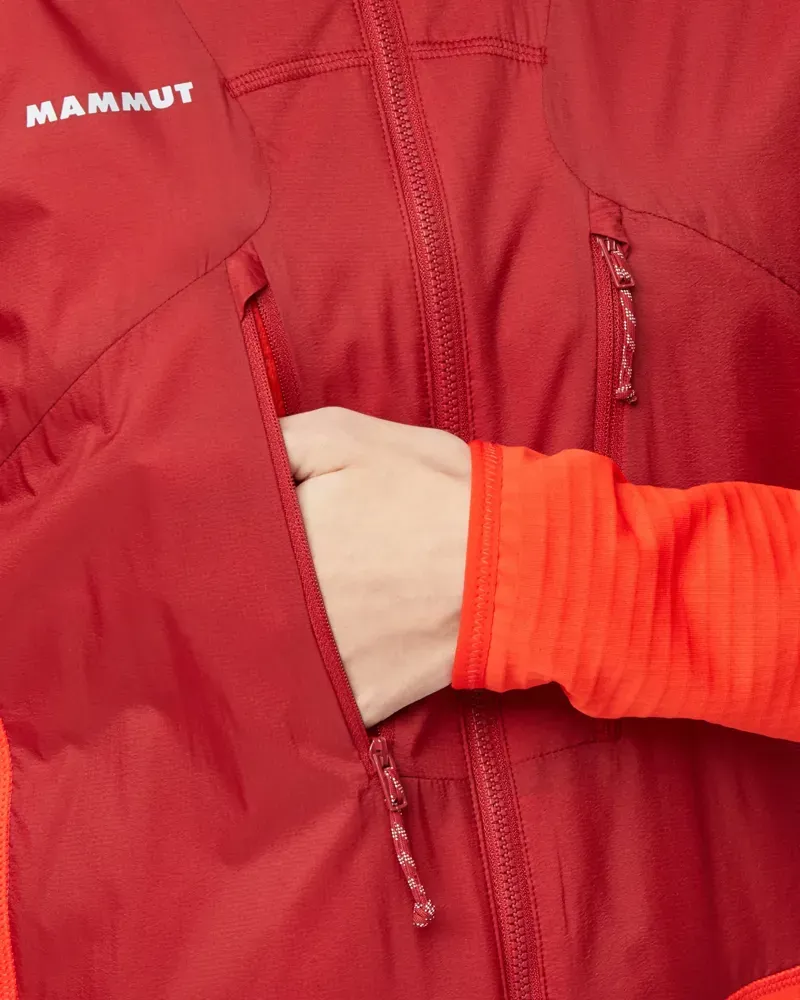 Mammut Women's Aenergy ML Hybrid Hooded Jacket in Dark Mammut Red-Mammut Red-8