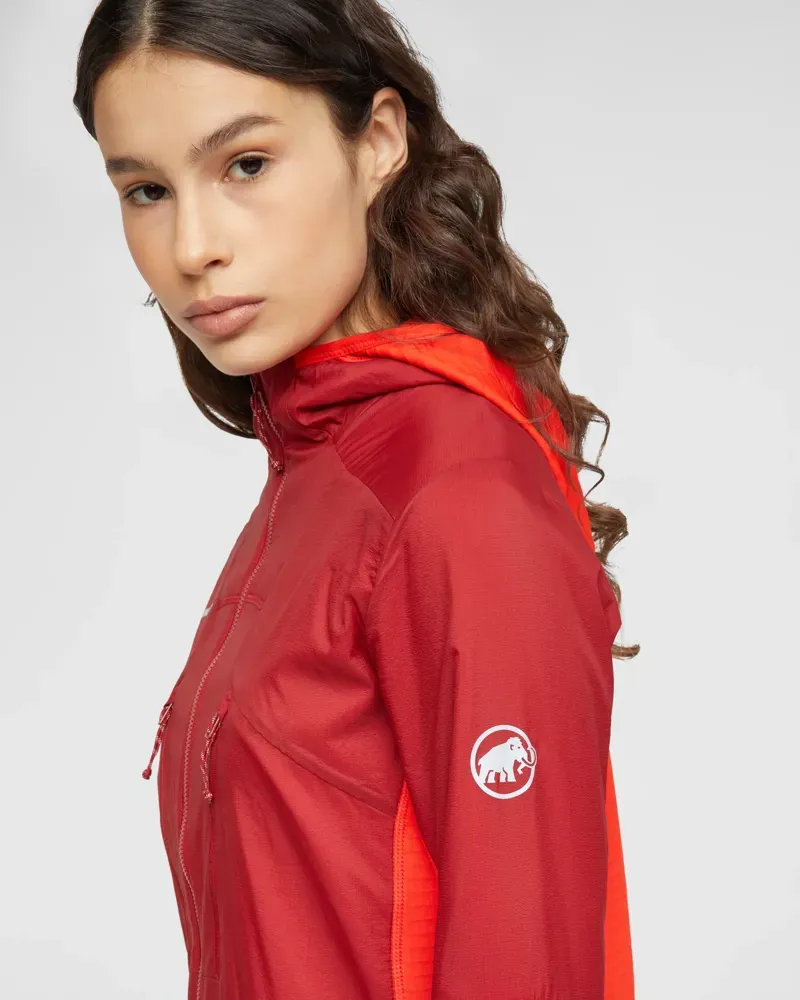 Mammut Women's Aenergy ML Hybrid Hooded Jacket in Dark Mammut Red-Mammut Red-7