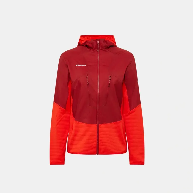 Mammut Women's Aenergy ML Hybrid Hooded Jacket in Dark Mammut Red-Mammut Red