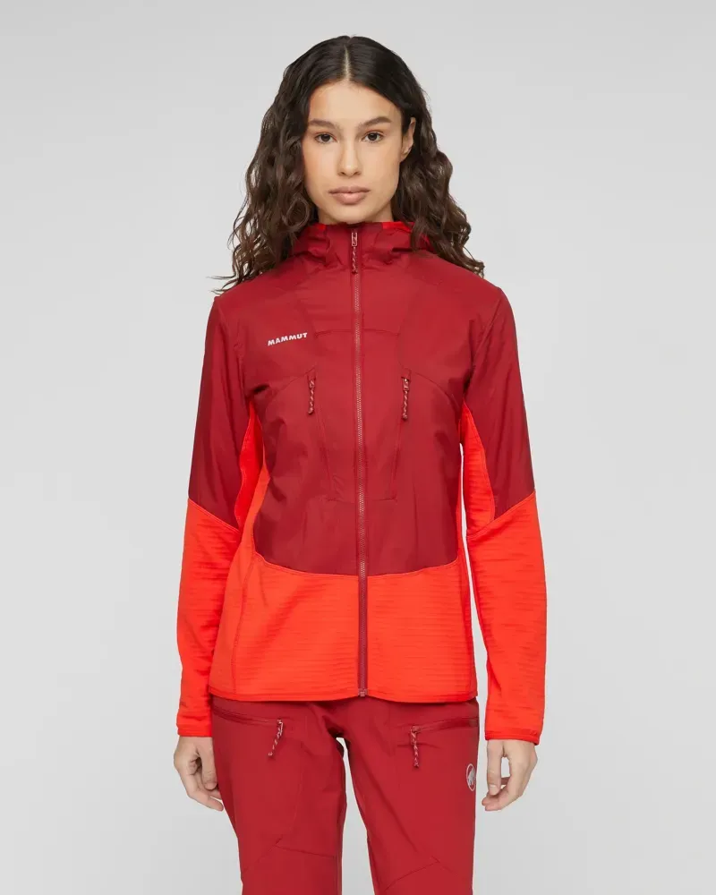 Mammut Women's Aenergy ML Hybrid Hooded Jacket in Dark Mammut Red-Mammut Red-1