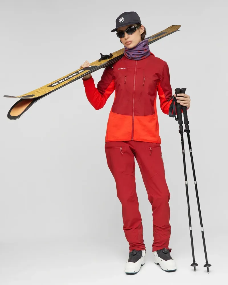 Mammut Women's Aenergy ML Hybrid Hooded Jacket in Dark Mammut Red-Mammut Red-4