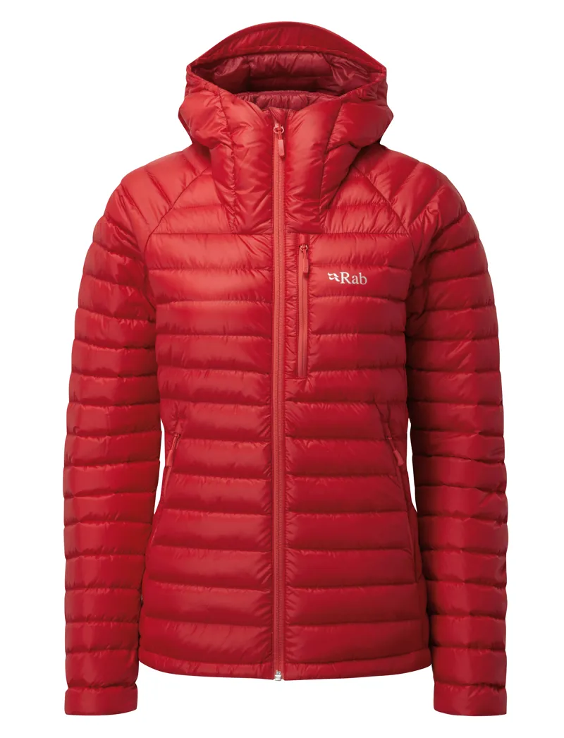 Rab Microlight Alpine Womens Hooded Down Jacket in Ruby/Crimson