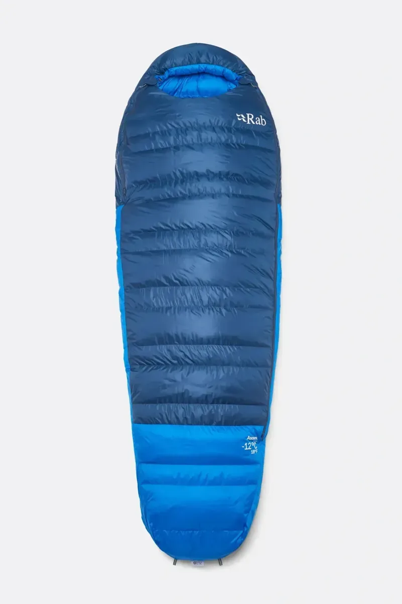 Rab Ascent -12c Down Sleeping Bag in Tempest Blue/Maya Blue