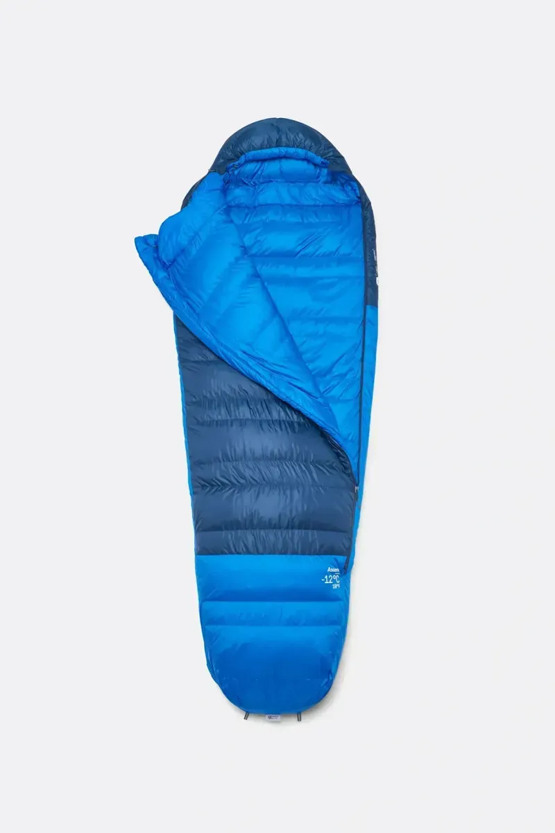 Rab Ascent -12c Down Sleeping Bag in Tempest Blue/Maya Blue-1
