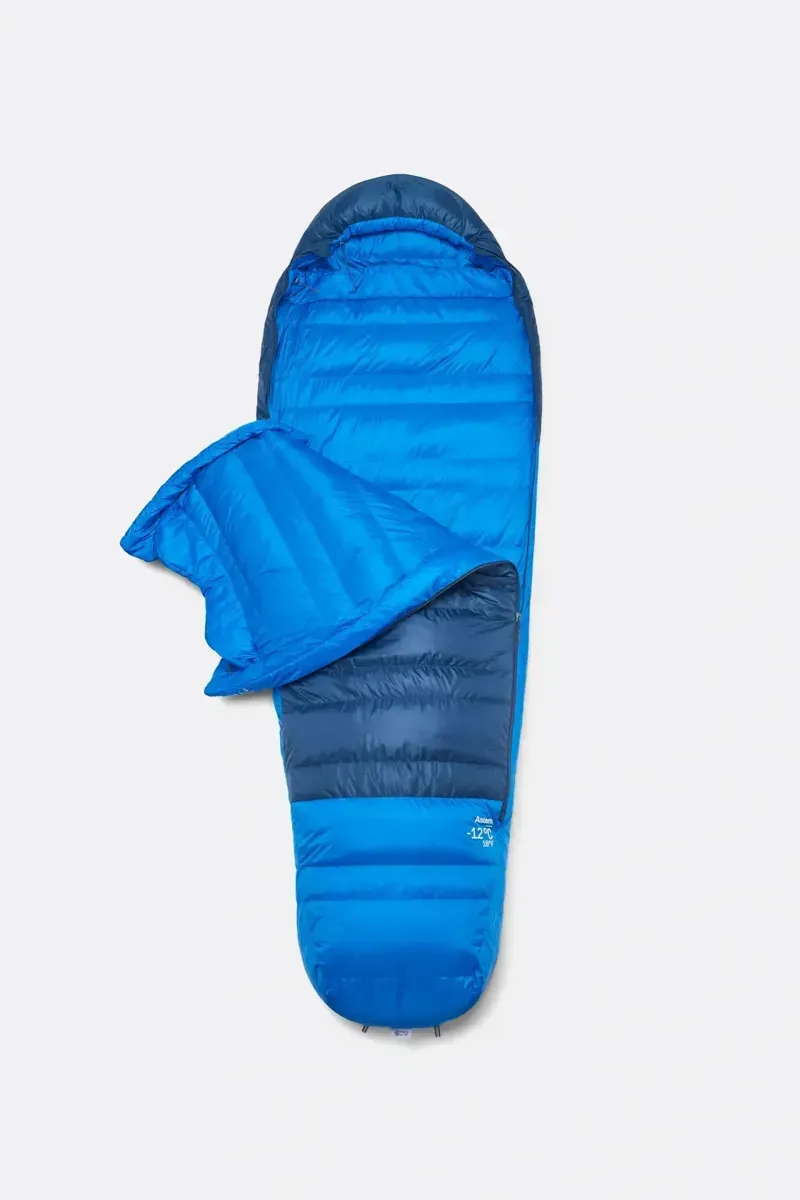Rab Ascent -12c Down Sleeping Bag in Tempest Blue/Maya Blue-2