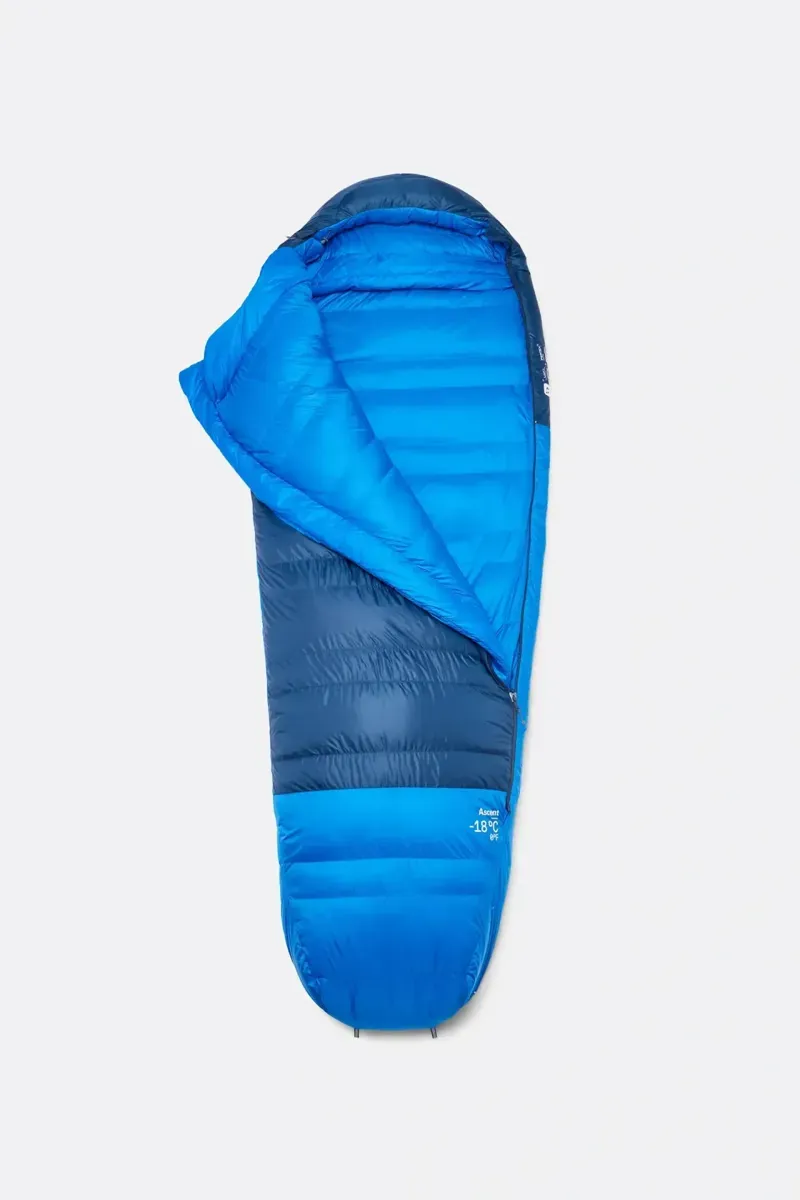 Rab Ascent -18c Down Sleeping Bag in Tempest Blue/Maya Blue-1