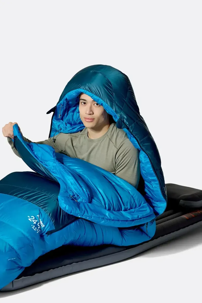 Rab Ascent -18c Down Sleeping Bag in Tempest Blue/Maya Blue-10