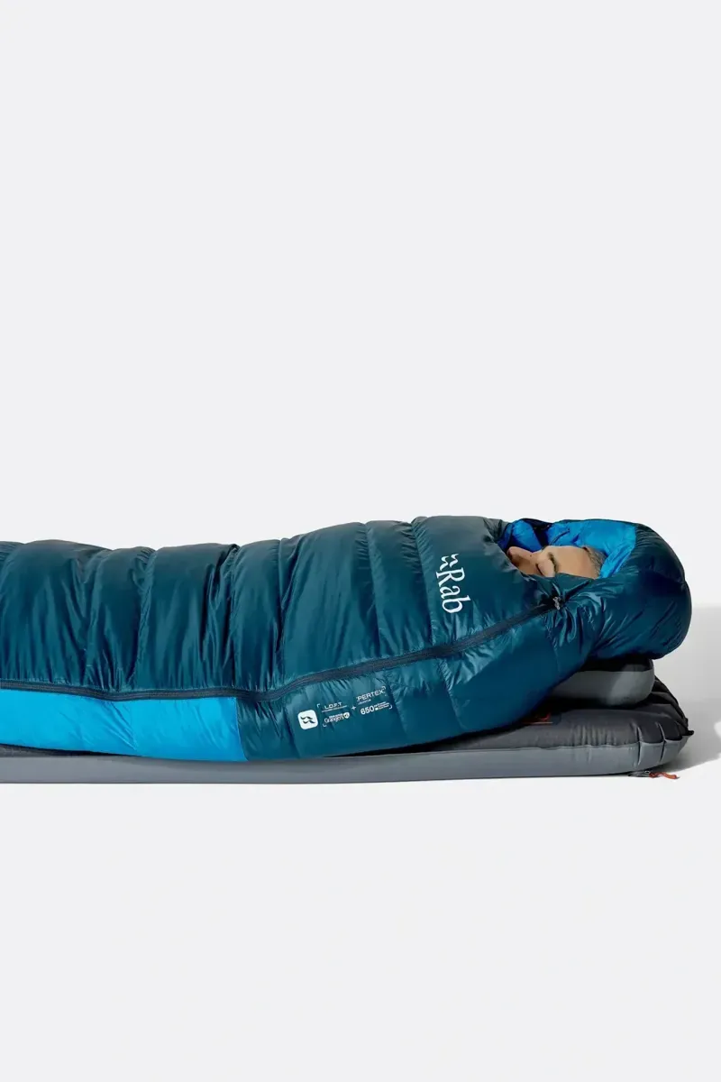 Rab Ascent -18c Down Sleeping Bag in Tempest Blue/Maya Blue-12