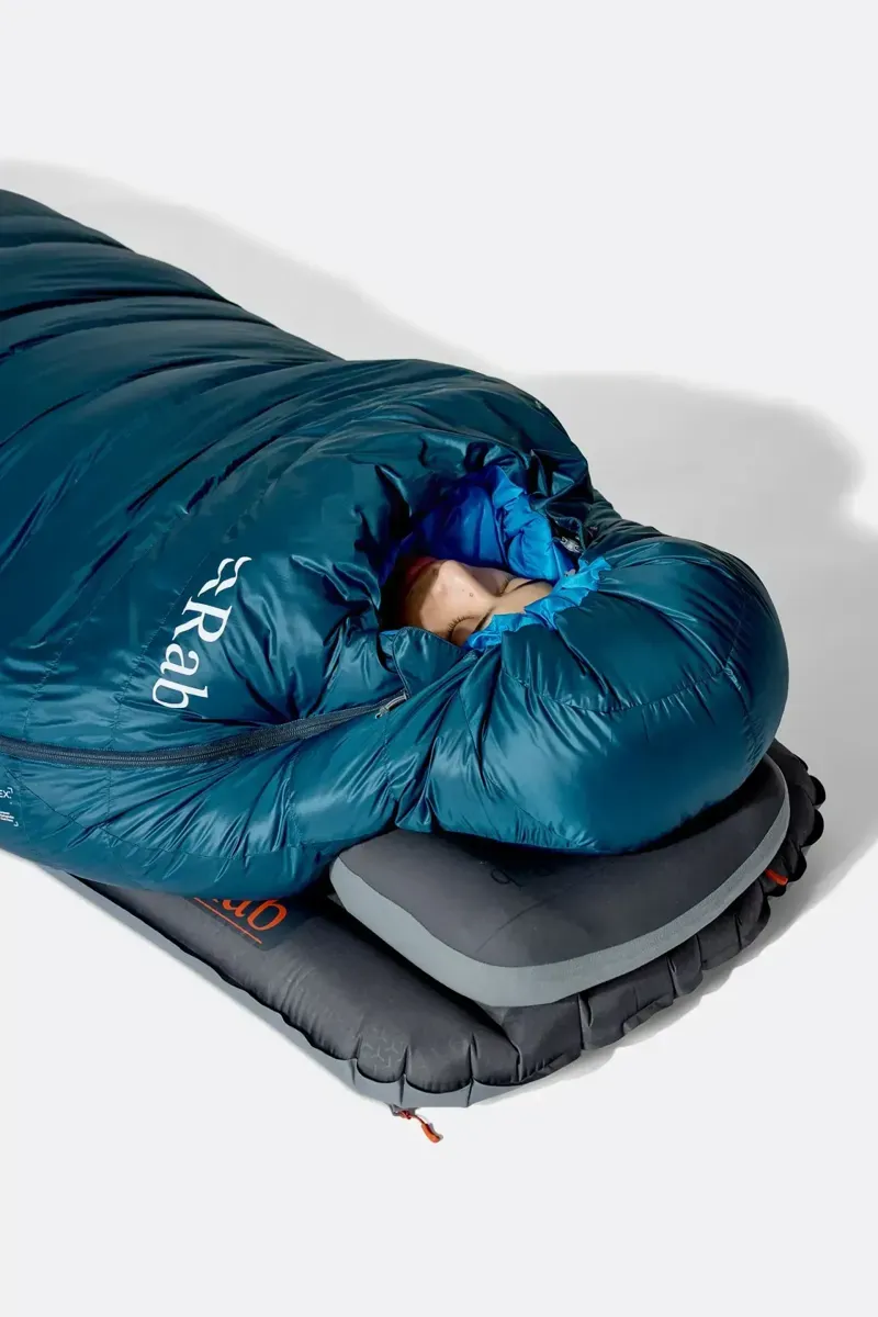 Rab Ascent -18c Down Sleeping Bag in Tempest Blue/Maya Blue-13