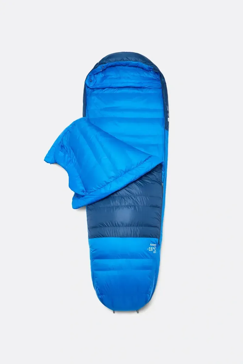 Rab Ascent -18c Down Sleeping Bag in Tempest Blue/Maya Blue-2