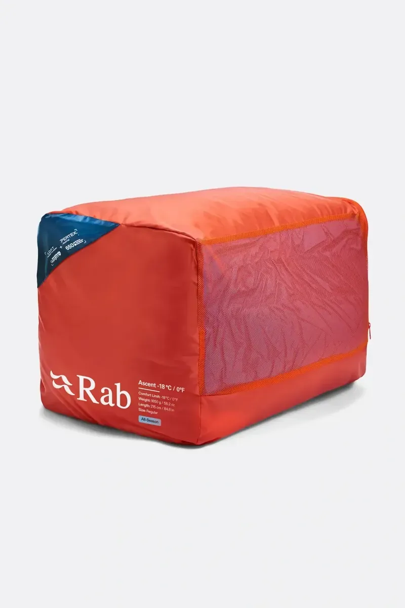 Rab Ascent -18c Down Sleeping Bag in Tempest Blue/Maya Blue-3