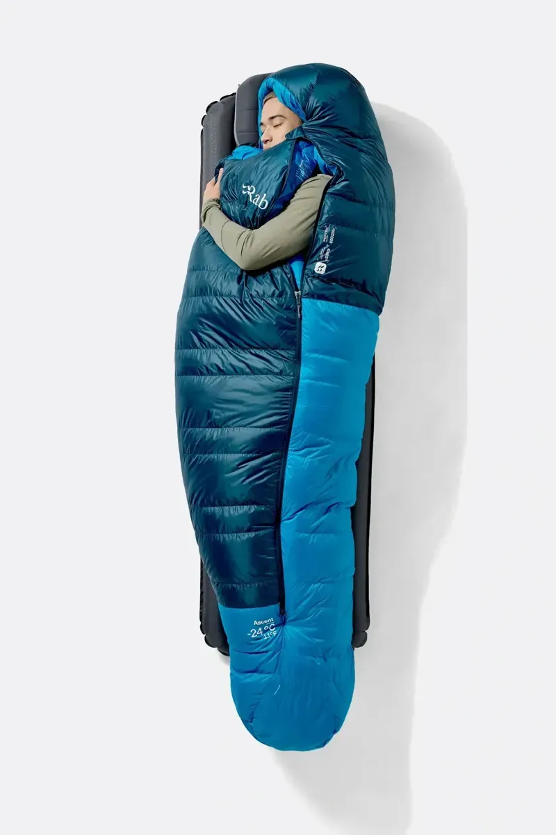 Rab Ascent -18c Down Sleeping Bag in Tempest Blue/Maya Blue-6