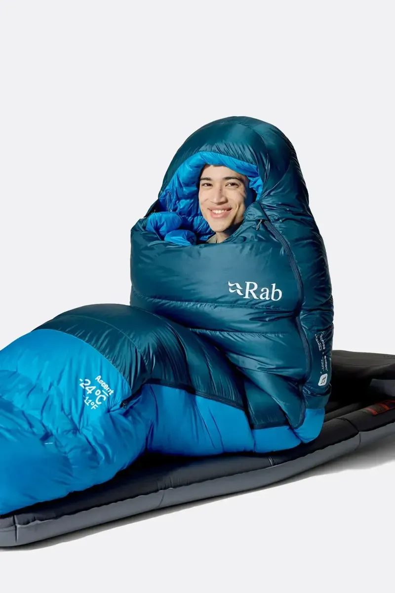 Rab Ascent -18c Down Sleeping Bag in Tempest Blue/Maya Blue-7