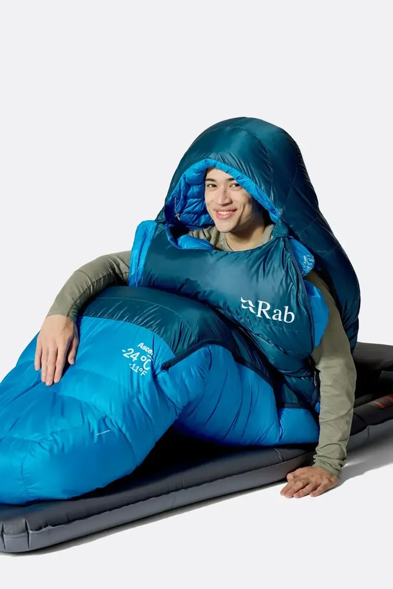 Rab Ascent -18c Down Sleeping Bag in Tempest Blue/Maya Blue-9