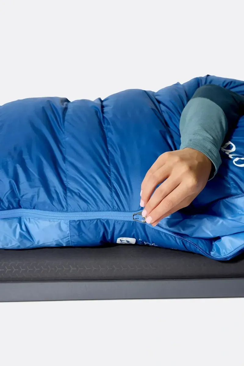 Rab Women's Ascent -6c Down Sleeping Bag in Dark Bluebird/Bluebird-12