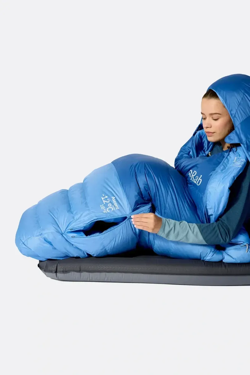 Rab Women's Ascent -6c Down Sleeping Bag in Dark Bluebird/Bluebird-7