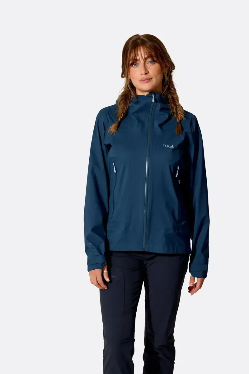 Rab Women's Firewall Light Waterproof Jacket in Tempest Blue-2