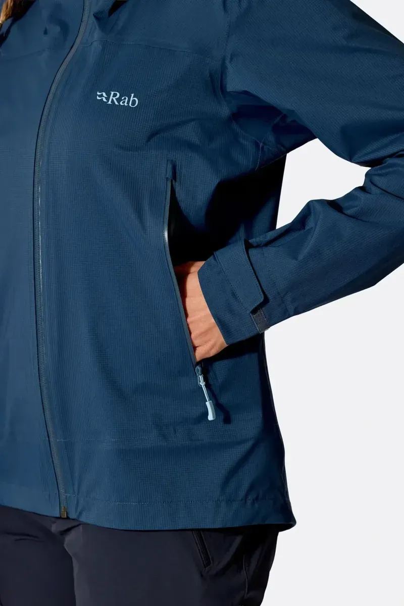 Rab Women's Firewall Light Waterproof Jacket in Tempest Blue-8