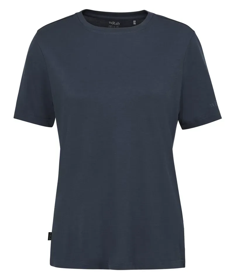 Rab Women's Crimp Logo Tee in Tempest Blue